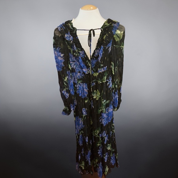 Anthropologie Black Dress with Blue Floral Print - Picture 4 of 6